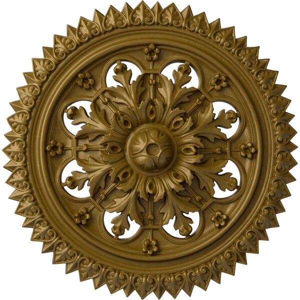Ekena Millwork York Ceiling Medallion (Fits Canopies up to 3 5/8"), Hand-Painted Gold, 21 5/8"OD x 2 1/2"P CM21YOGLS - main
